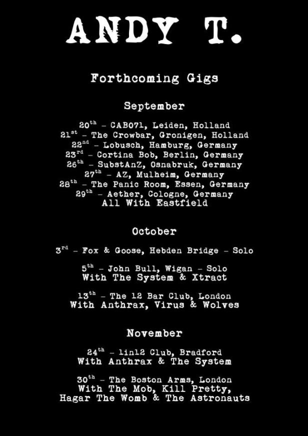 Andy T tour dates - September-November 2012