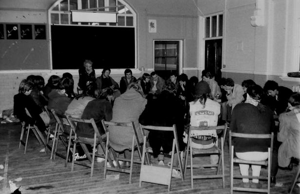 Sunderland Musicians' Collective meeting at The Bunker, Green Terrace, 1982. Photo by Mick Catmull