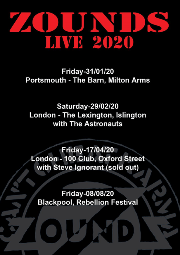 Zounds live gigs in 2020