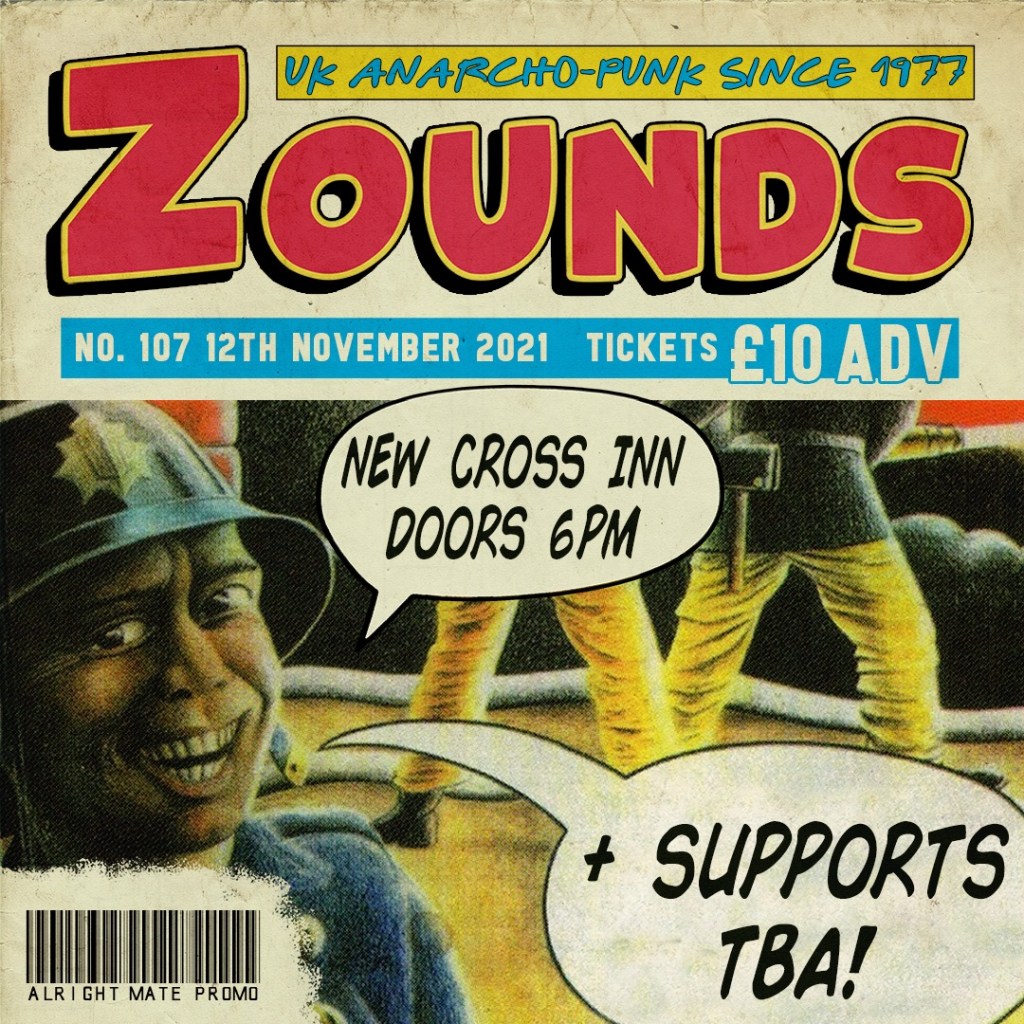 Zounds gig poster, New Cross Inn, 12 November 2021