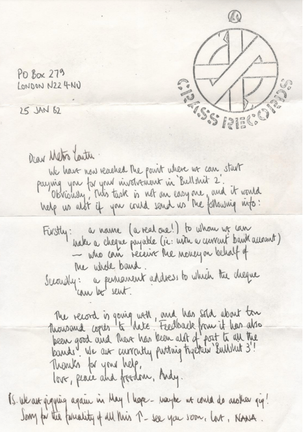 Bullshit Detector Two - Crass - Metro Youth - third letter