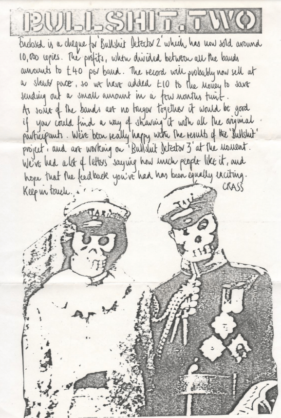 Bullshit Detector Two - Crass - Metro Youth - fourth letter