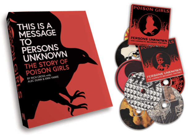 Images of the Poison Girls book and 7-disc CD box set being released by PM Press in November 2025